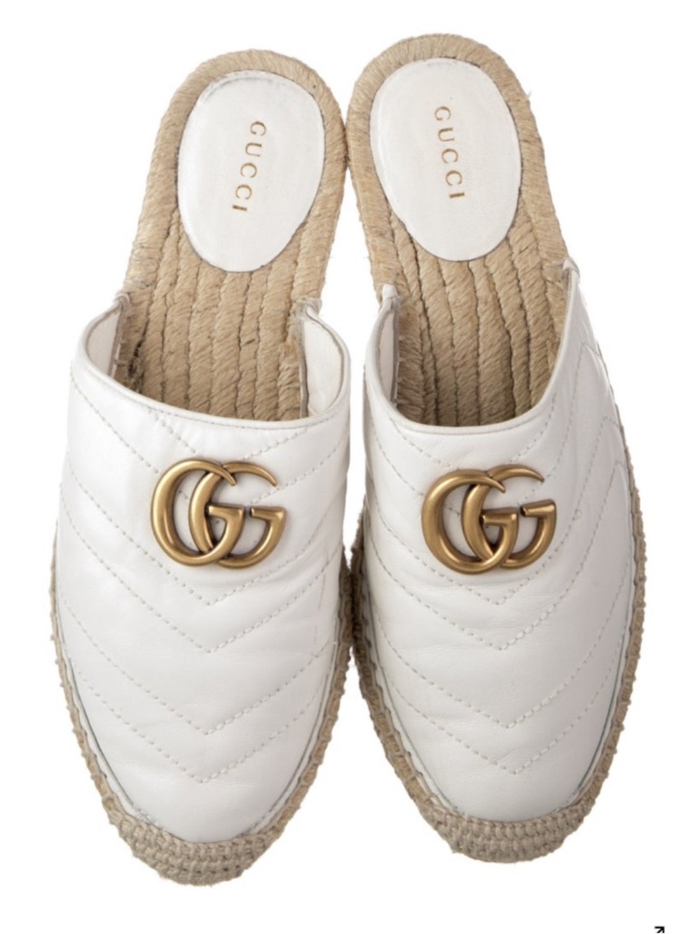 Gucci Marmont espadrille flats black quilted size 6.5 double G GG‎